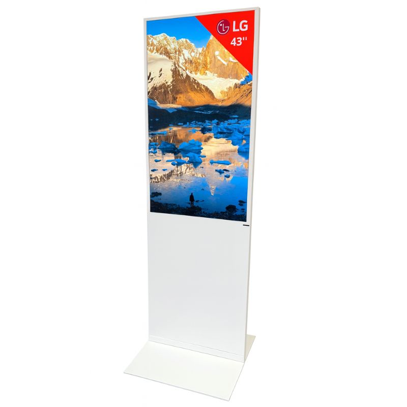 43" LG 4K Digital Signage Stele – Freistehendes Weißes Werbedisplay – 24/7 Betrieb – Mit Webverwaltung, Contentplaner, CMS & Integriertem Editor