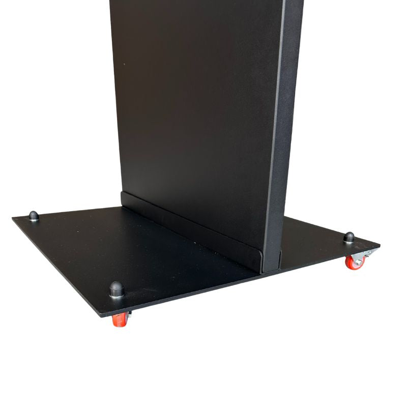 43" LG 4K Digitale Signage Stele – Schwarzes Stahl-Display mit Rollen | Freistehend | 24/7 Profi-Einsatz