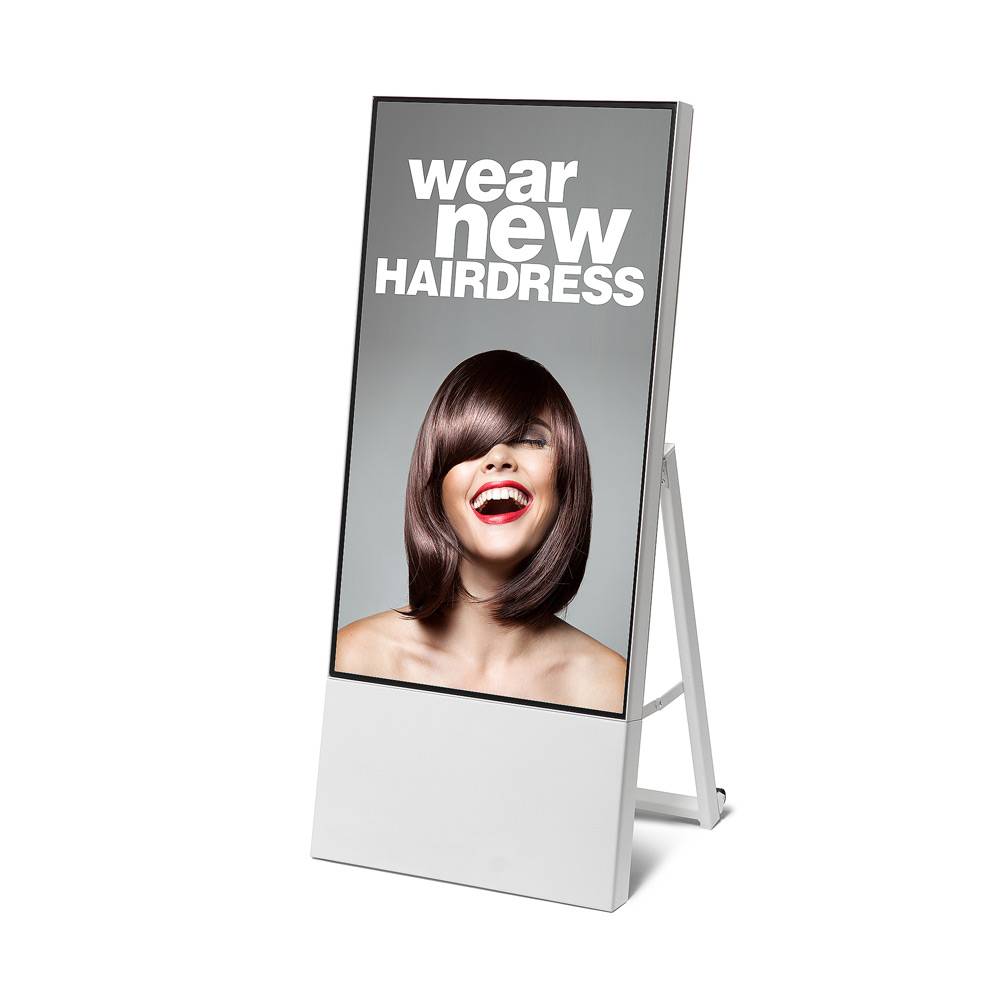 43" Samsung 4K Digital Signage Kundenstopper – Weißes Freistehendes Display | WiFi | Stahlgehäuse