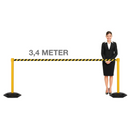 Gelber Outdoor Absperrständer mit Zugband 340 cm