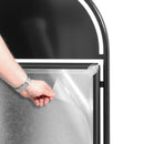 Kundenstopper rund Schwarz Stahl – doppelseitiger Gehwegaufsteller mit Klapprahmen-foil