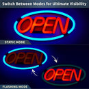 LED Neon OPEN Leuchtschild Deluxe Blinkend Rot/Blau-1