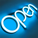 LED Neon OPEN Leuchtschild Eisblau