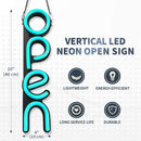 LED Neon OPEN Leuchtschild Vertikal Eisblau | Vertikales OPEN Schild-2