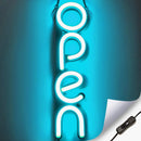 LED Neon OPEN Leuchtschild Vertikal Eisblau | Vertikales OPEN Schild
