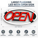 LED OPEN Leuchtschild Deluxe Rot/Schwarz-2