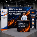 Messestand Pro Set – Kompletter Messestand mit Messewand, Theke & Roll-Up Bannern