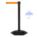 Schwarzer Outdoor Absperrständer mit Zugband 340 cm
