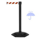 Schwarzer Outdoor Absperrständer mit Zugband 340 cm