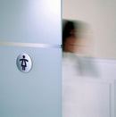 WC Türschild Damen rund Edelstahl selbstklebend-live